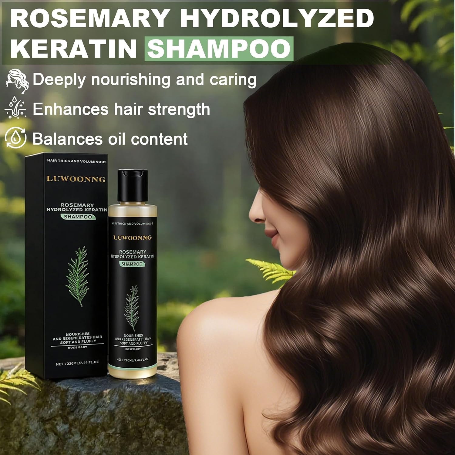 Rosemary Shampoo, Hair Growth Shampoo with Hydrolyzed Keratin, Nourishes Repairs Dry Damaged Thinning Hair, Unisex