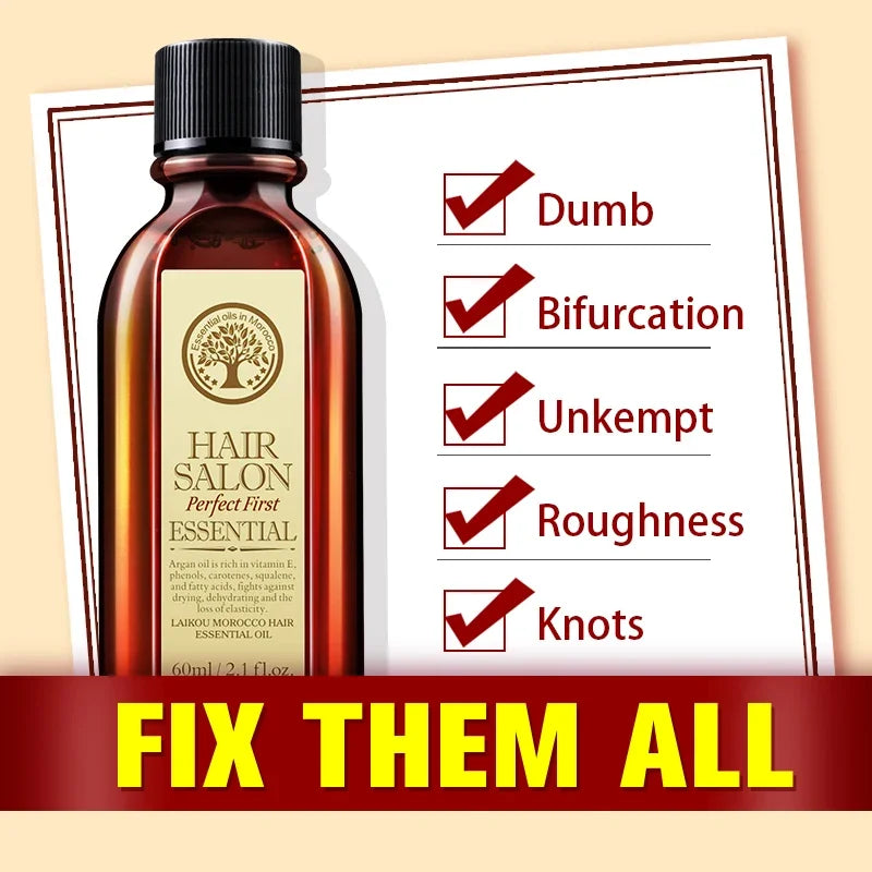 Argan Hair Oil Essential Oil Natural Anti-Hair Loss Prevent Hair Dry Soft Nourishing Frizz Damaged Repair Care 60Ml