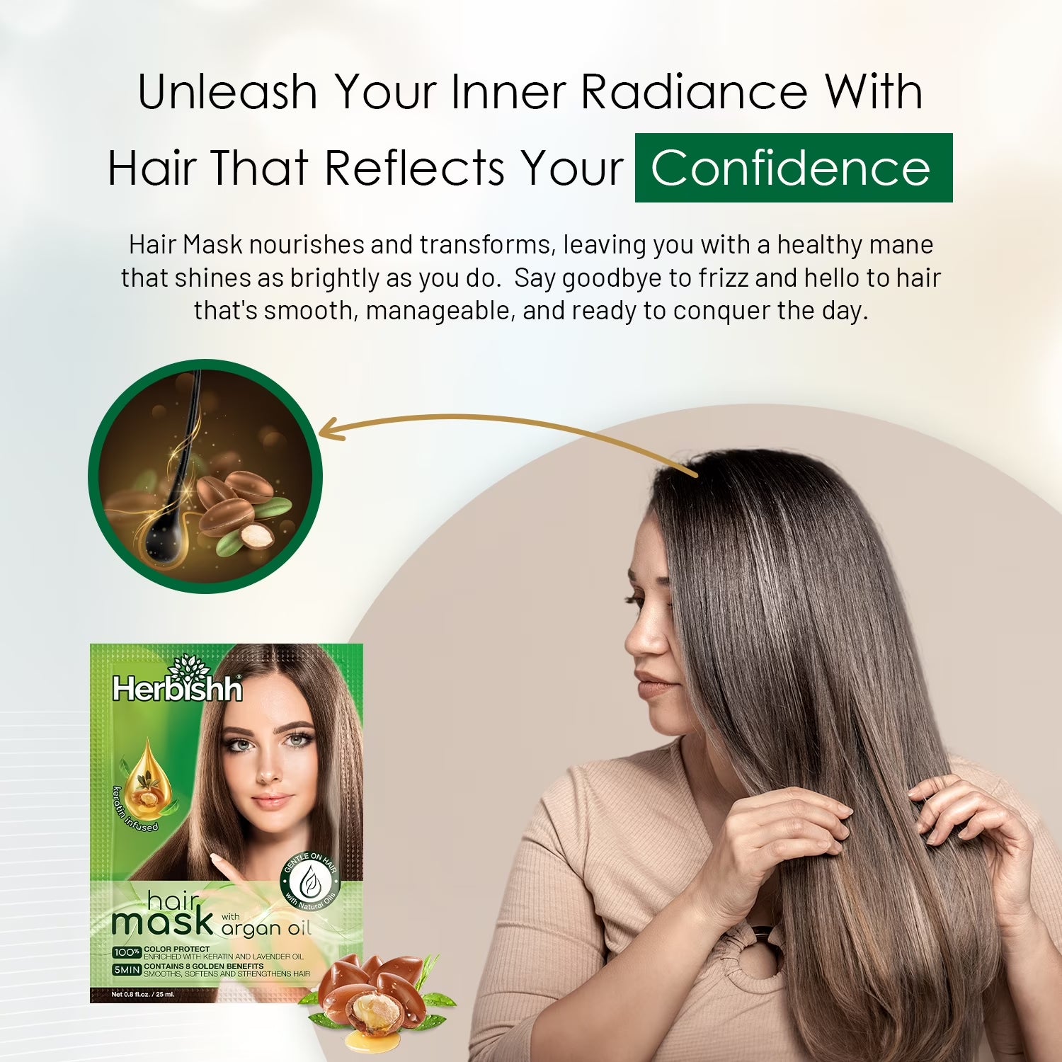 (6 Pack)  Argan Hair Mask-Deep Conditioning & Hydration for Healthier Looking Hair-25Gm for Very Dry, Weak, Stressed Out Hair, No Sulphates, No Parabens