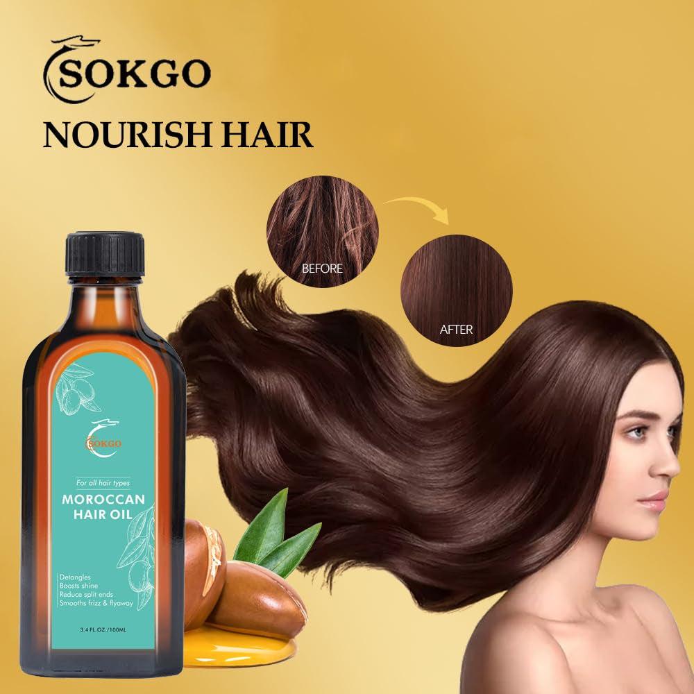 Moroccan Argan Treatment Hair Oil for Luxurious Hair Care and Repair, Extra Strength Argan Treatment Hair Oil Treatment for Split Ends, Frizzy Hair and Flyaways (1, 100, Milliliters)