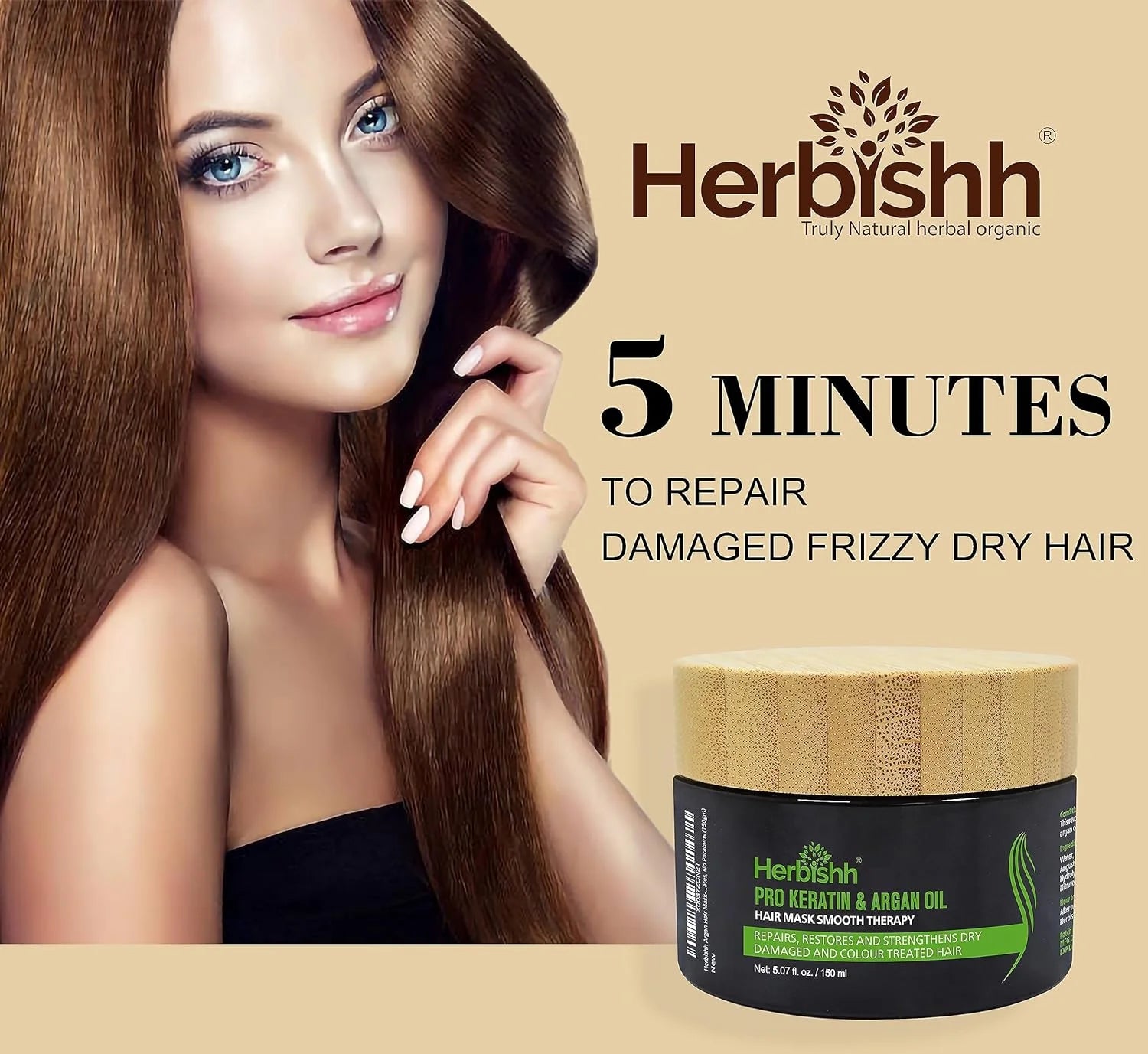 (6 Pack)  Keratin & Argan Oil Hair Mask for Intense Hydration, Men & Women (150 Gm)