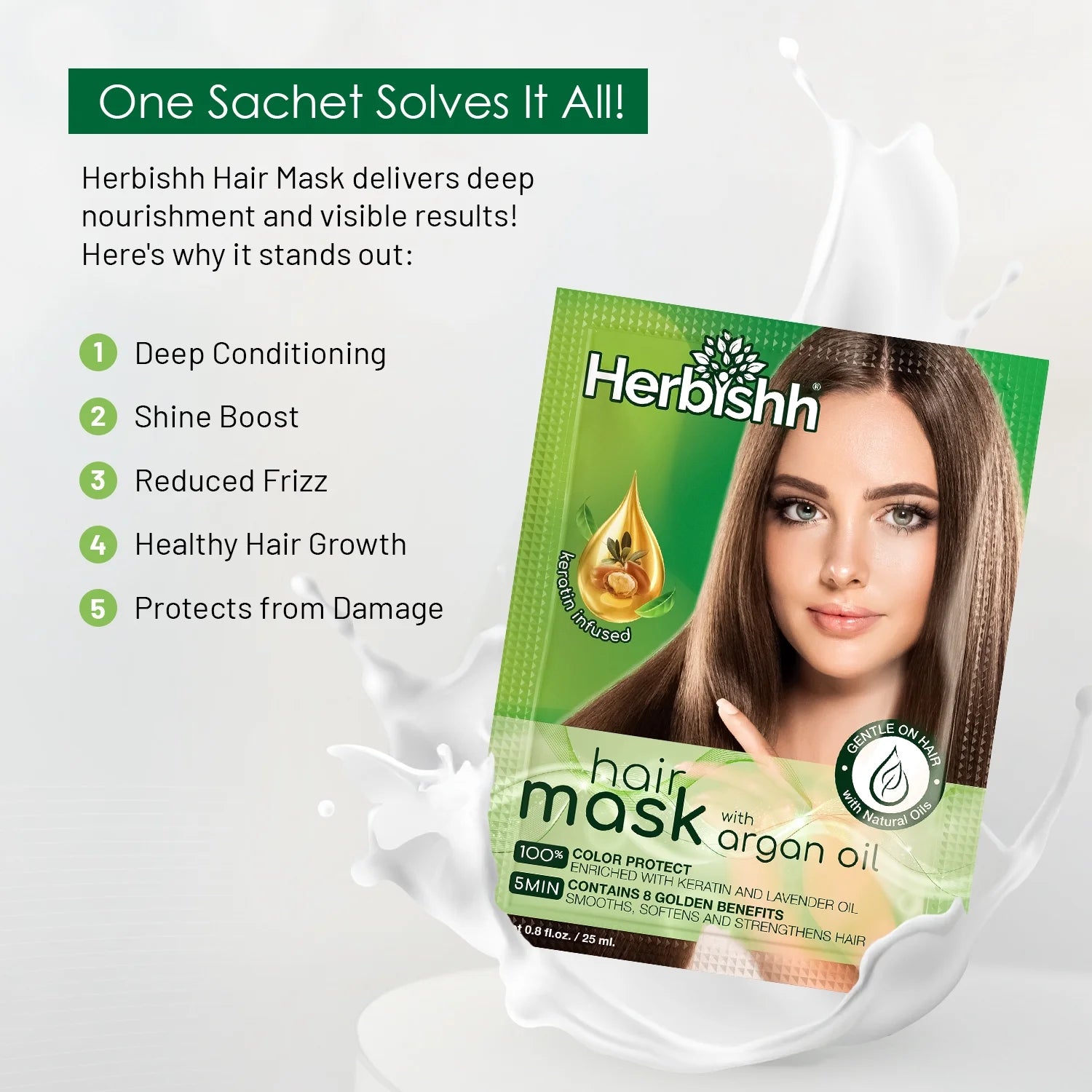 (6 Pack)  Argan Hair Mask-Deep Conditioning & Hydration for Healthier Looking Hair-25Gm for Very Dry, Weak, Stressed Out Hair, No Sulphates, No Parabens