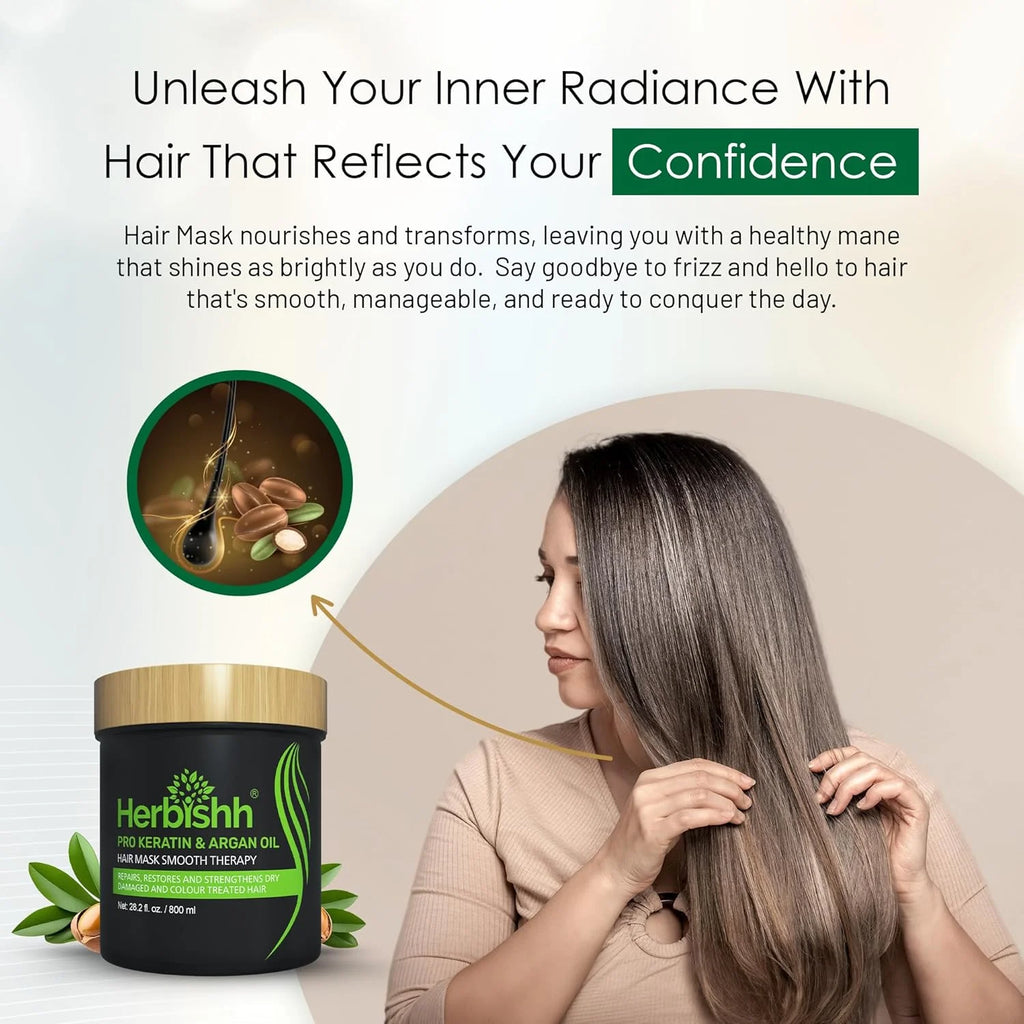 (6 Pack)  Argan Hair Mask-Deep Conditioning & Hydration for Healthier Looking Hair- for Very Dry, Weak, Stressed Out Hair, No Sulphates, No Parabens (800ML)