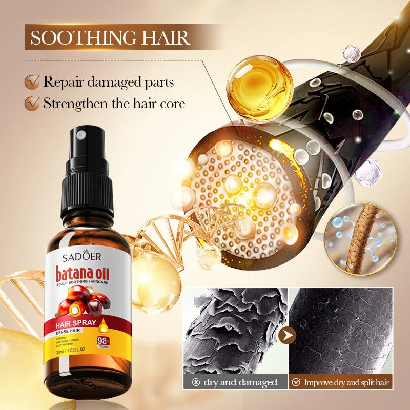 Hair Growth Spray Batana anti Hair Fall Hair Loss Scalp Damaged Treatment Serum Oil Nourish Roots Fast Growing Health Hair Care