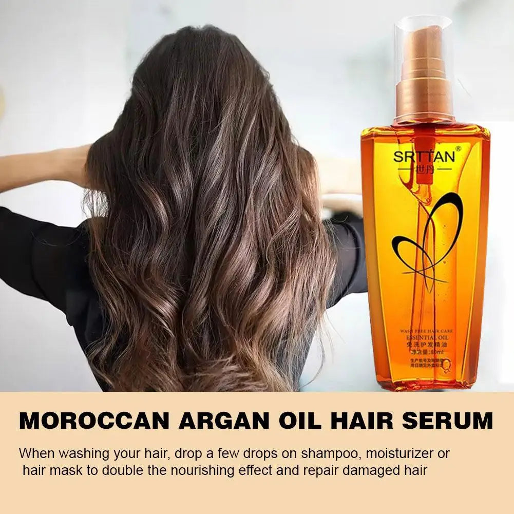 Moroccan Argan Oil Hair Serum Lightweight Hair Oil Mist for Split Ends, Frizzy Hair and Flyaways, Hair Oil Repair- Gloss Shine