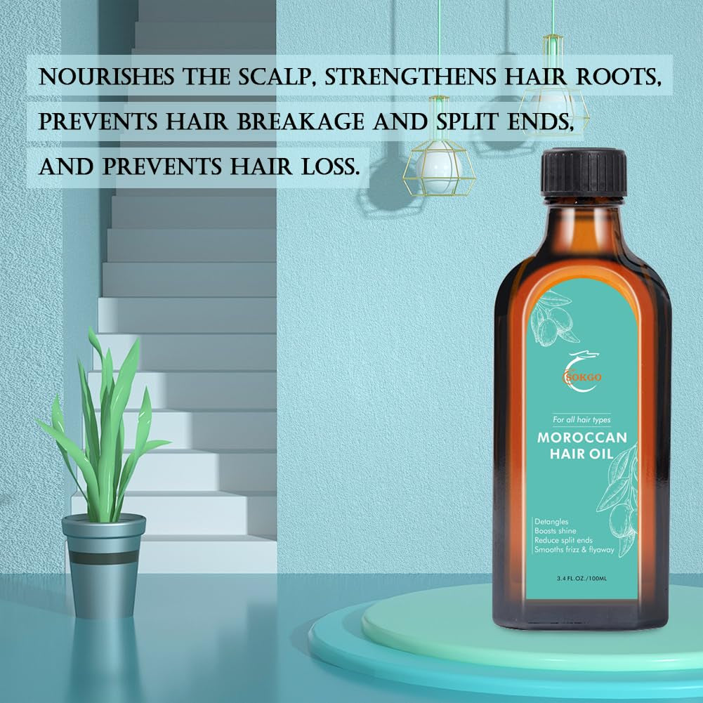 Moroccan Argan Treatment Hair Oil for Luxurious Hair Care and Repair, Extra Strength Argan Treatment Hair Oil Treatment for Split Ends, Frizzy Hair and Flyaways (1, 100, Milliliters)