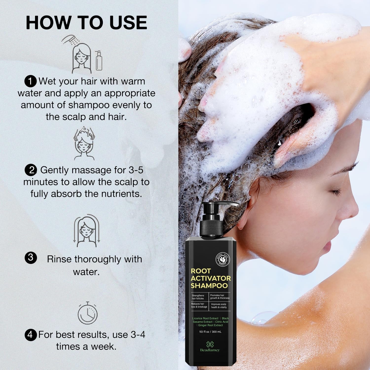 Root Activator Shampoo for Men: Hair Growth Shampoo for Hair Loss and Thinning Hair - 10.1 Fl Oz / 300 Ml